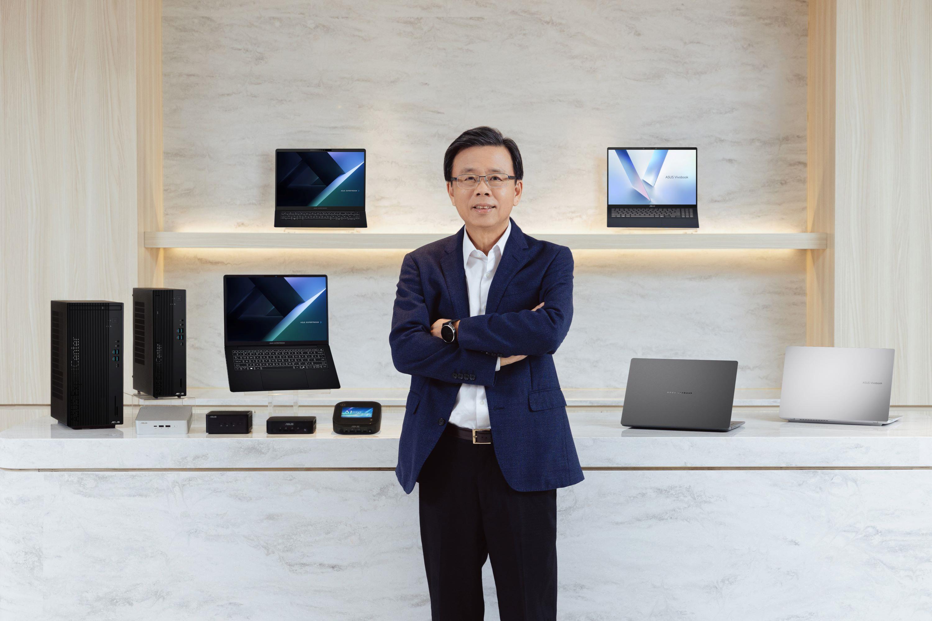 Samson standing beside the full product lineup