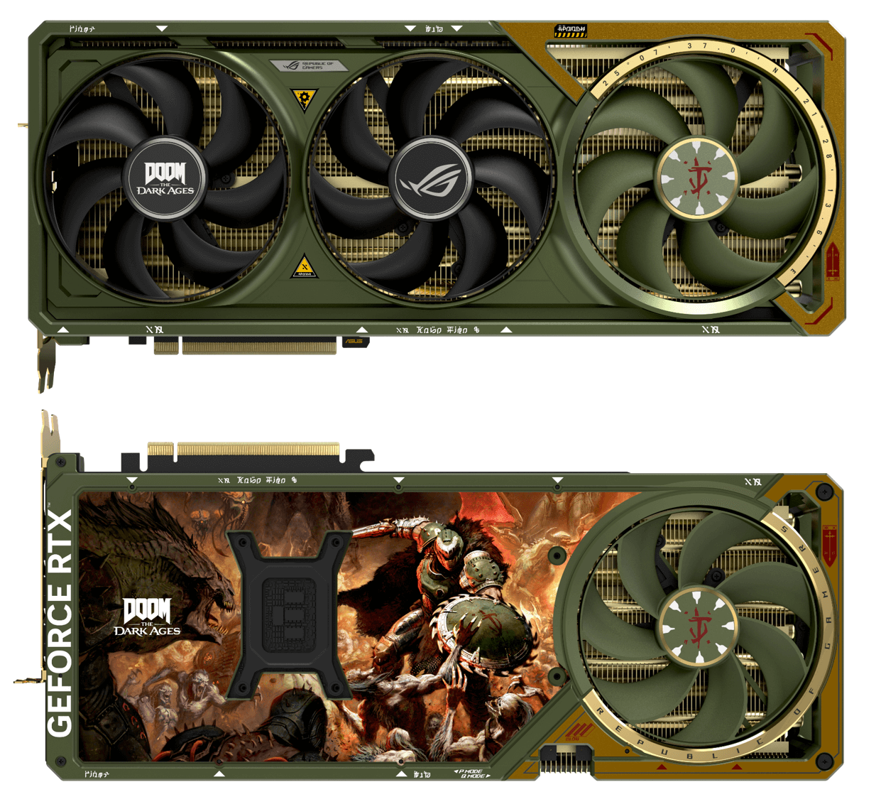 The DOOM graphics card from front and back