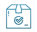 Icon of a cardboard box with a checkmark inside a circle, representing supply flexibility for enterprise logistics.
