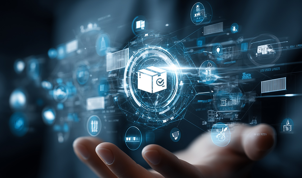 A business professional’s hand holds a digital hologram of interconnected supply chain and logistics icons, visually representing stable supply and seamless enterprise operations for CSM motherboards.