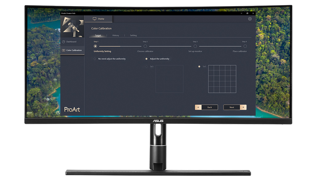 ASUS ProArt Calibration Technology offers 3x3 and 5x5 uniformity compensation matrices to ensure consistent brightness throughout the screen to reduce color shift.