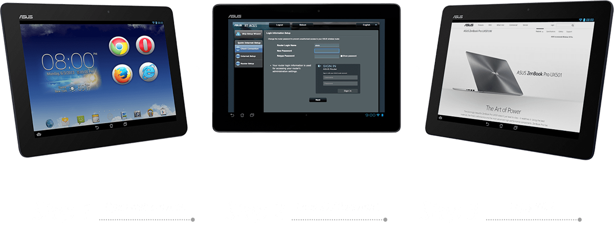 ASUS RT-AC65 features easy 3-step setup, Step 1: Open web browser, Step 2: Enter ID/Password, and it is done!